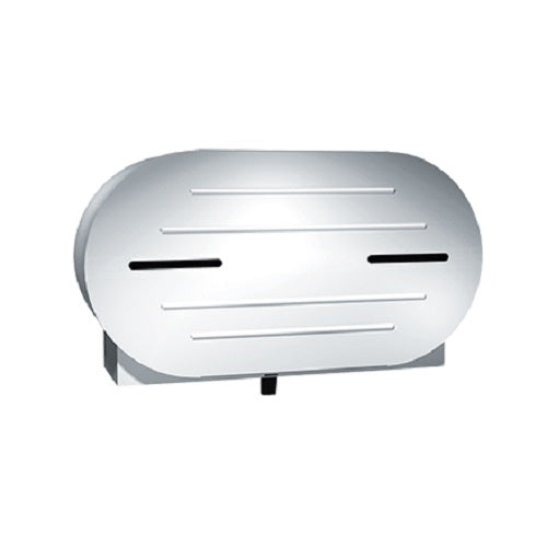 Recessed Double Toilet Paper Holder with Hinged Hood, horizontal